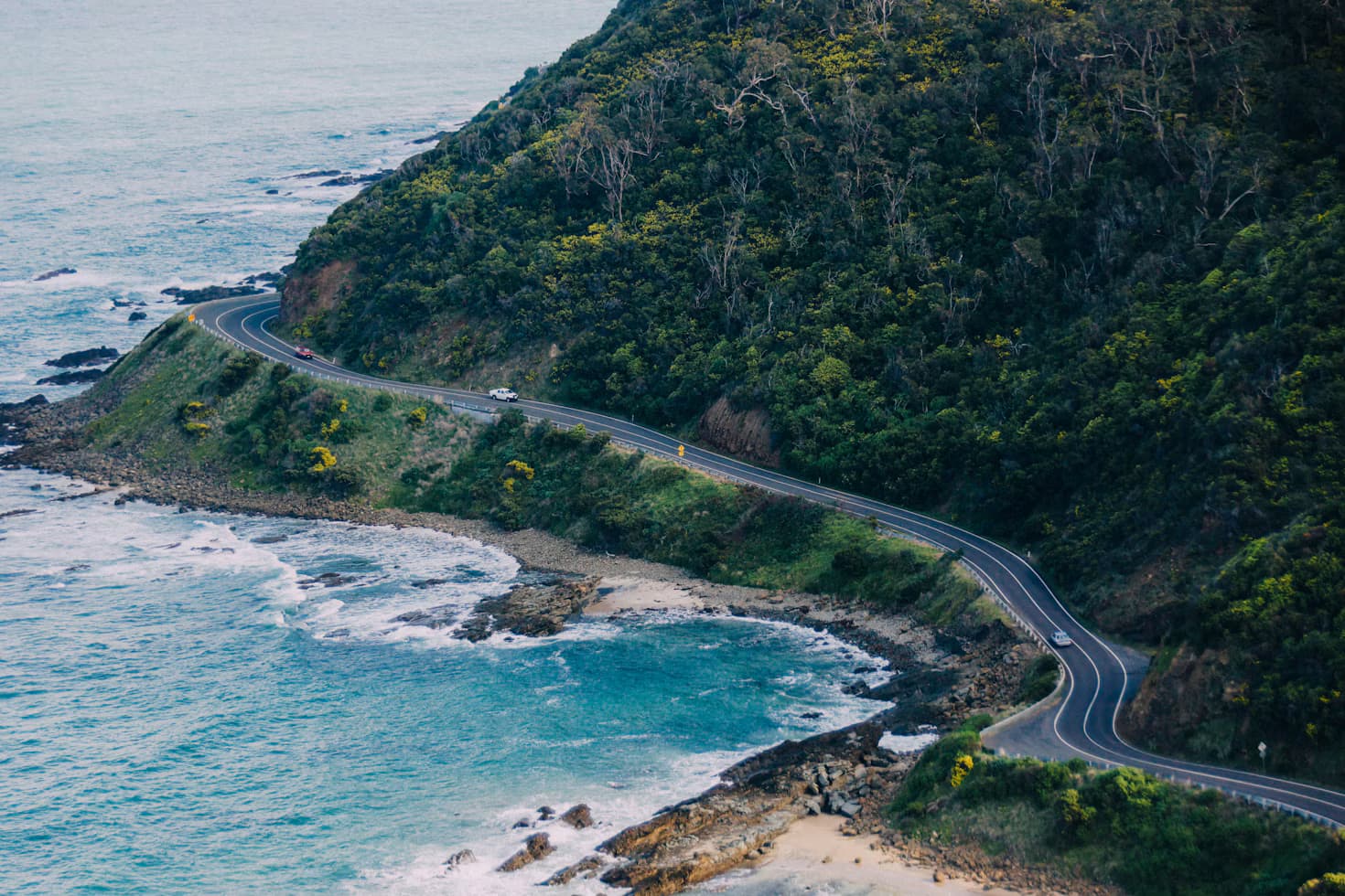 A coastal road winding along the Victorian coastline